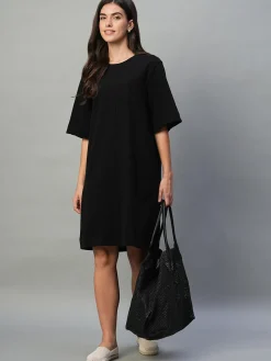 Women Cottonworld Dresses^Women's 100% Cotton Regular Fit Knit Dress