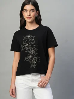 Women Cottonworld Regular Fit | V-Neck^Women's 100% Cotton Regular Fit Tshirt