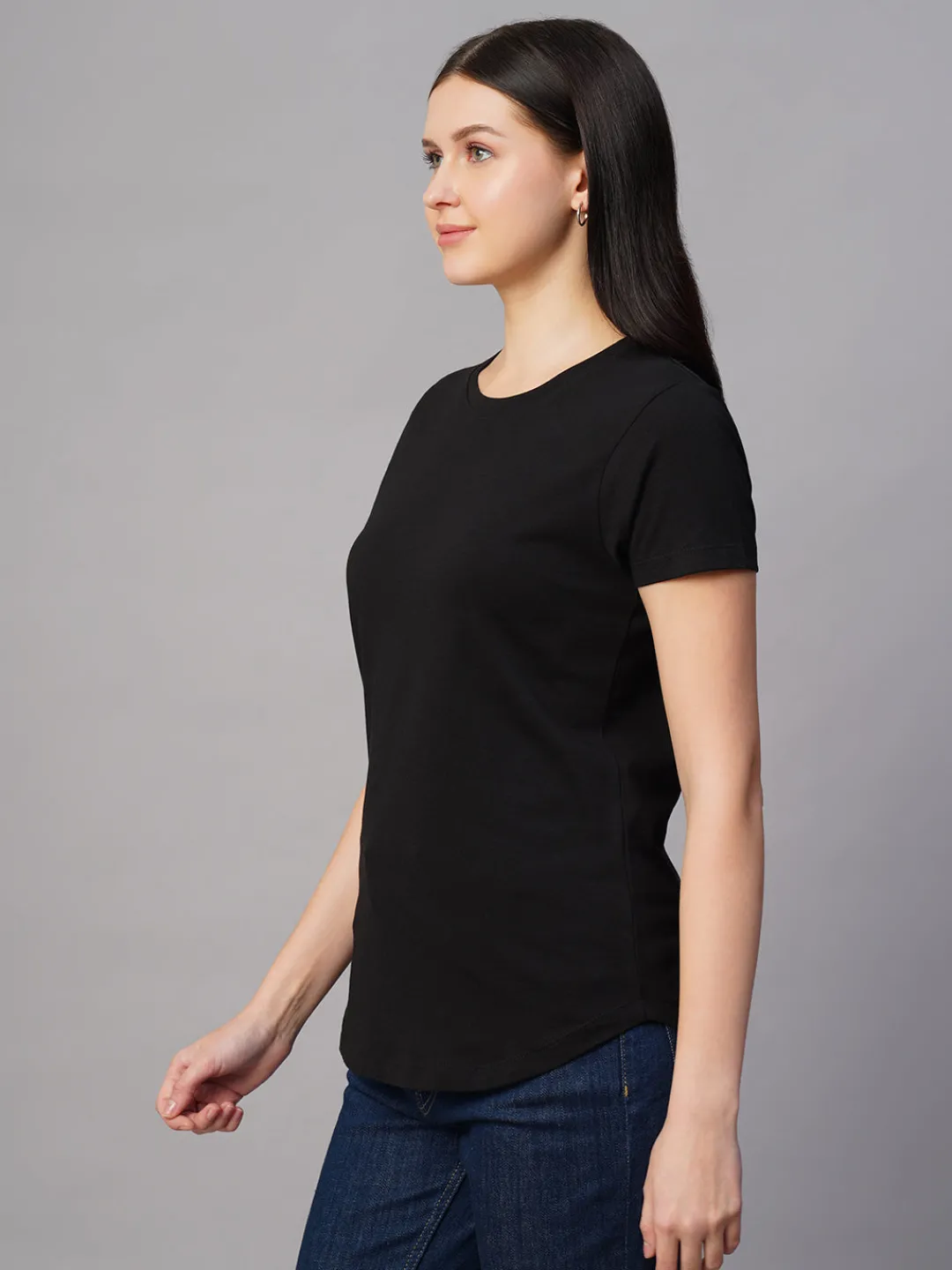 Women Cottonworld Round Neck | Regular Fit^Women's 100% Cotton Regular Fit Tshirt
