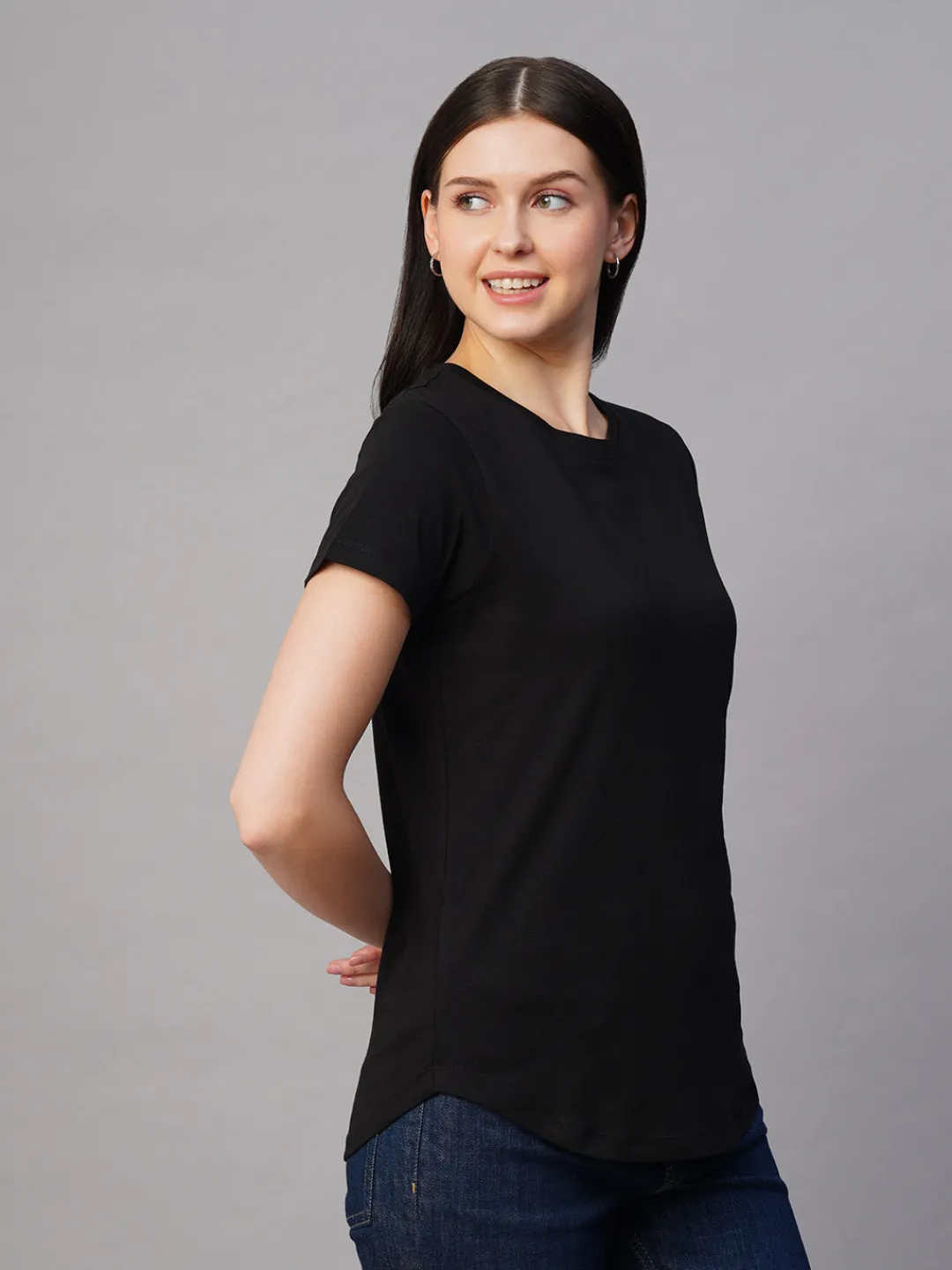 Women Cottonworld Round Neck | Regular Fit^Women's 100% Cotton Regular Fit Tshirt