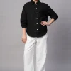Women Cottonworld Tops & Shirts | Tops & Shirts^Women's 100% Linen Regular Fit Blouse