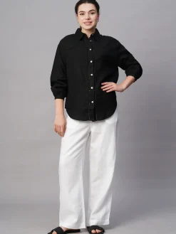 Women Cottonworld Tops & Shirts | Tops & Shirts^Women's 100% Linen Regular Fit Blouse