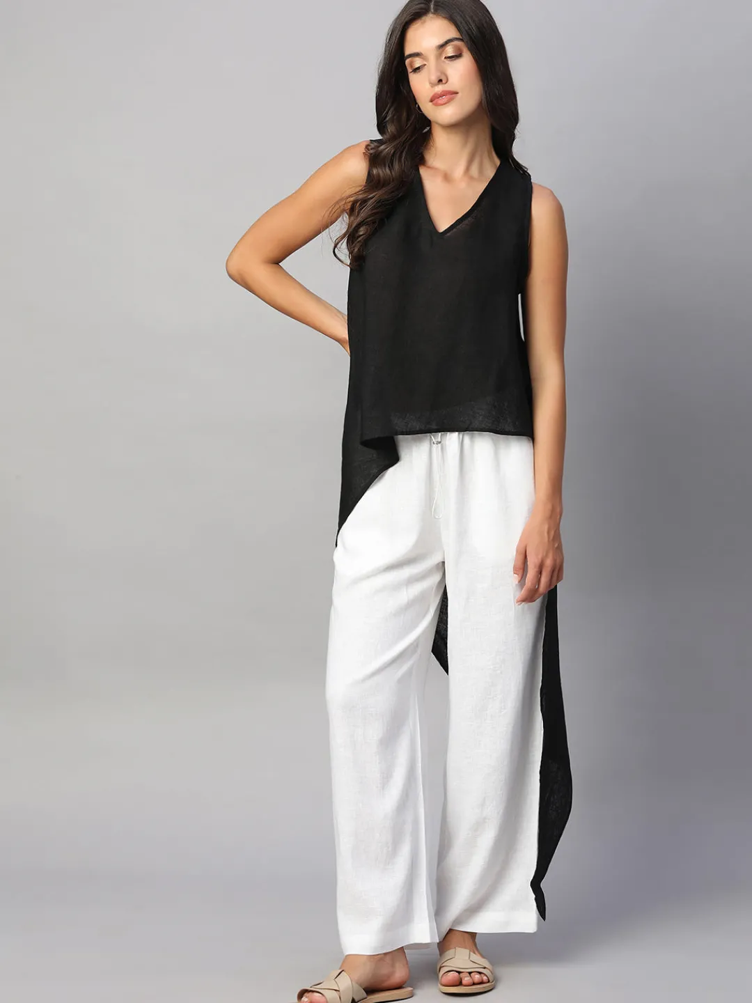 Women Cottonworld Tops & Shirts | Tops & Shirts^Women's 100% Linen Regular Fit Blouse