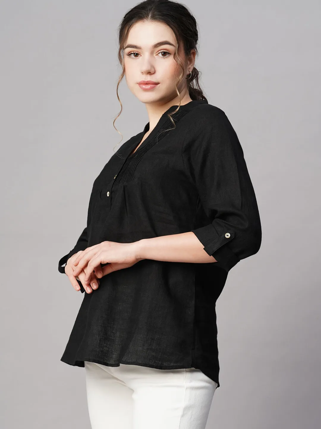 Women Cottonworld Tops & Shirts | Tops & Shirts^Women's 100% Linen Regular Fit Blouse