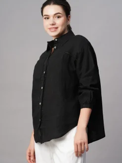 Women Cottonworld Tops & Shirts | Tops & Shirts^Women's 100% Linen Regular Fit Blouse