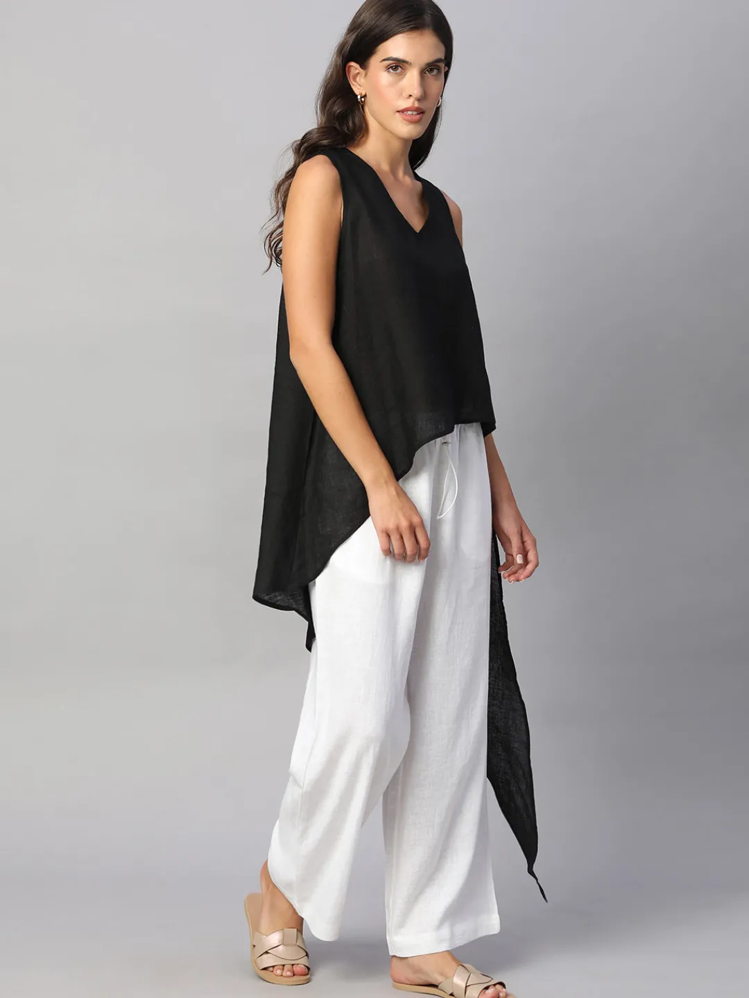 Women Cottonworld Tops & Shirts | Tops & Shirts^Women's 100% Linen Regular Fit Blouse