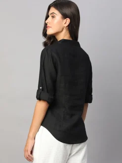 Women Cottonworld Tops & Shirts | Tops & Shirts^Women's 100% Linen Regular Fit Blouse