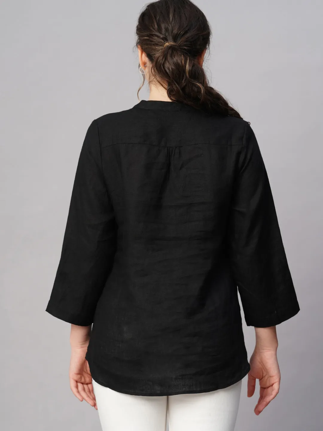 Women Cottonworld Tops & Shirts | Tops & Shirts^Women's 100% Linen Regular Fit Blouse