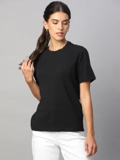 Women Cottonworld Women | Round Neck^Women's Cotton Bamboo Elastane Regular Fit Tshirt