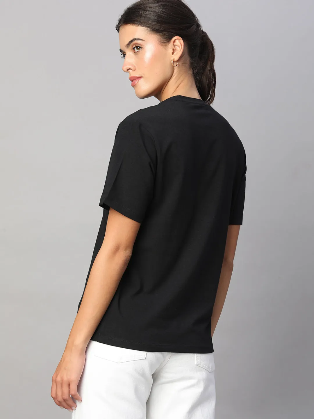 Women Cottonworld Women | Round Neck^Women's Cotton Bamboo Elastane Regular Fit Tshirt