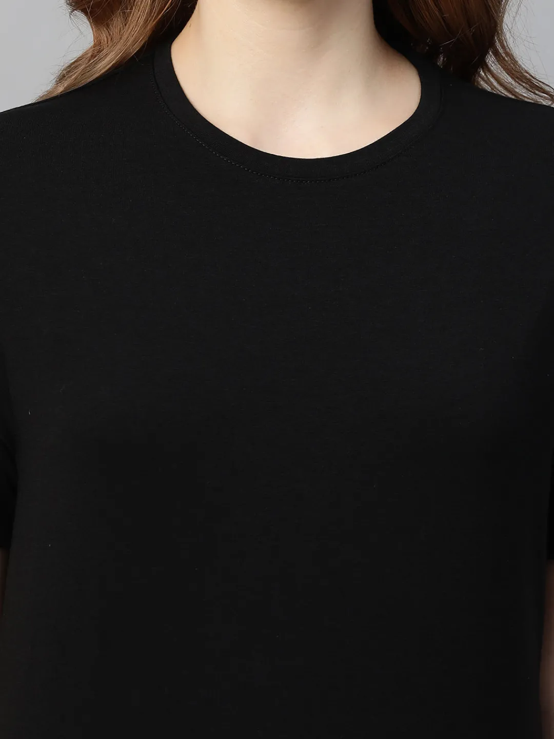 Women Cottonworld Women | Round Neck^Women's Cotton Bamboo Elastane Regular Fit Tshirt
