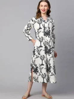 Women Cottonworld Dresses | Dresses^Women's Cotton Linen Regular Fit Dress