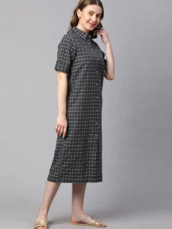 Women Cottonworld Dresses | Dresses^Women's Cotton Linen Regular Fit Dress