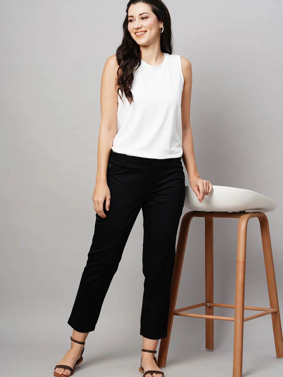 Women Cottonworld Trousers^Women's Cotton Lycra Regular Fit Pant