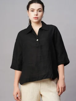 Women Cottonworld Tops & Shirts | Tops & Shirts^Women's Linen Boxy Fit Blouse