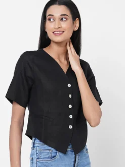 Women Cottonworld Tops & Shirts | Tops & Shirts^Women's Linen Regular Fit Blouse