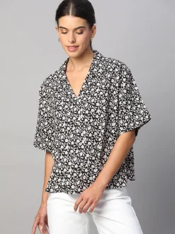 Women Cottonworld Tops & Shirts | Tops & Shirts^Women's Linen Viscose Boxy Fit Blouse