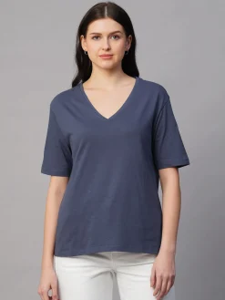 Women Cottonworld V-Neck | Regular Fit^Women's 100% Cotton Regular Fit Tshirt