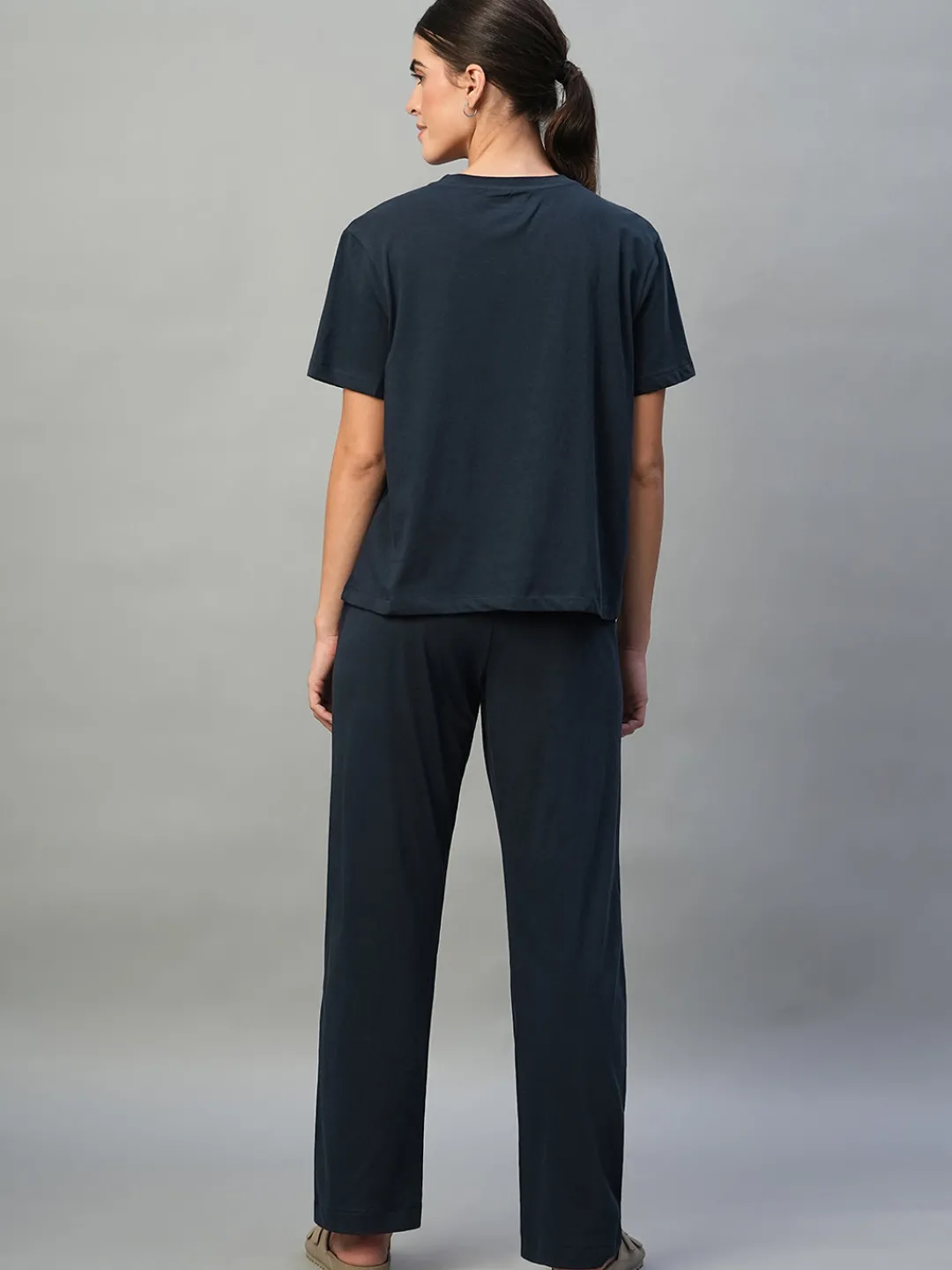 Women Cottonworld Loungewear^Women's 100% Cotton Regular Fit Knit Tshirt-Pyjama Set