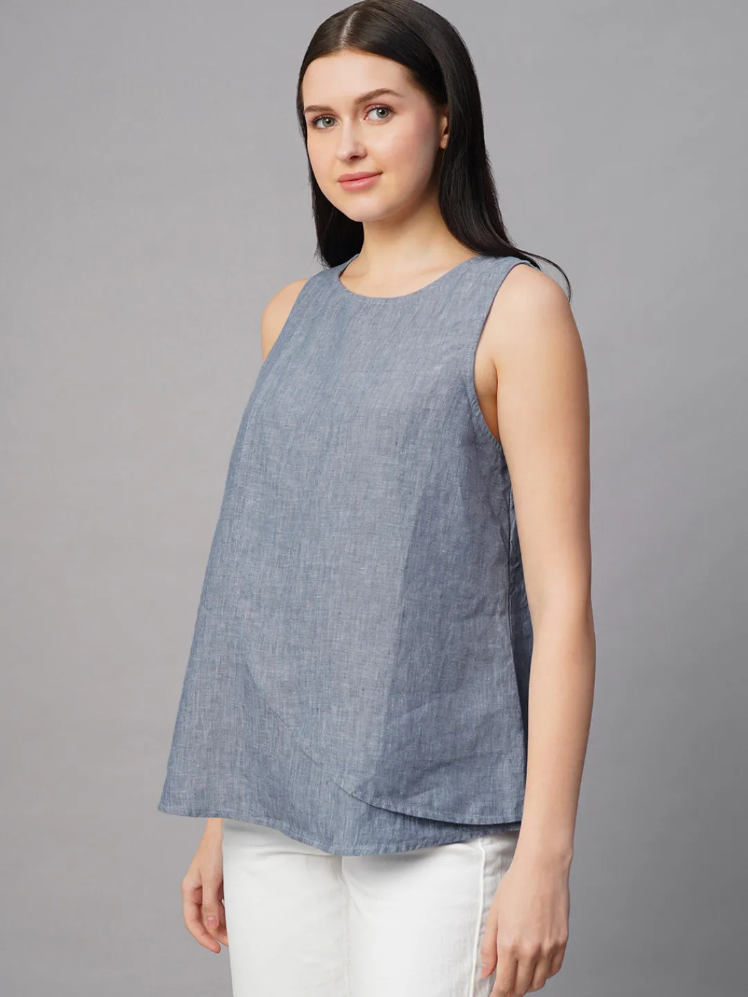 Women Cottonworld Tops & Shirts | Tops & Shirts^Women's 100% Linen Regular Fit Blouse