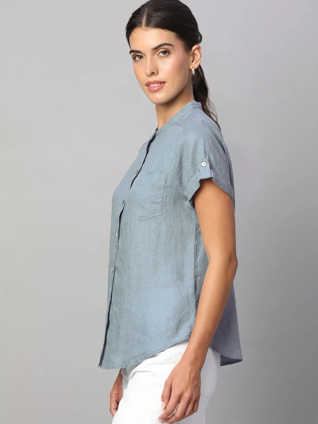 Women Cottonworld Tops & Shirts | Tops & Shirts^Women's 100% Linen Regular Fit Blouse