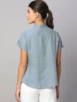 Women Cottonworld Tops & Shirts | Tops & Shirts^Women's 100% Linen Regular Fit Blouse