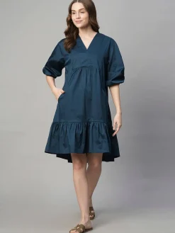 Women Cottonworld Dresses^Women's Cotton Elastane Boxy Fit Dress