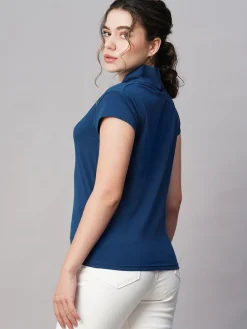 Women Cottonworld V-Neck^Women's Cotton Elastane Slim Fit Tshirt