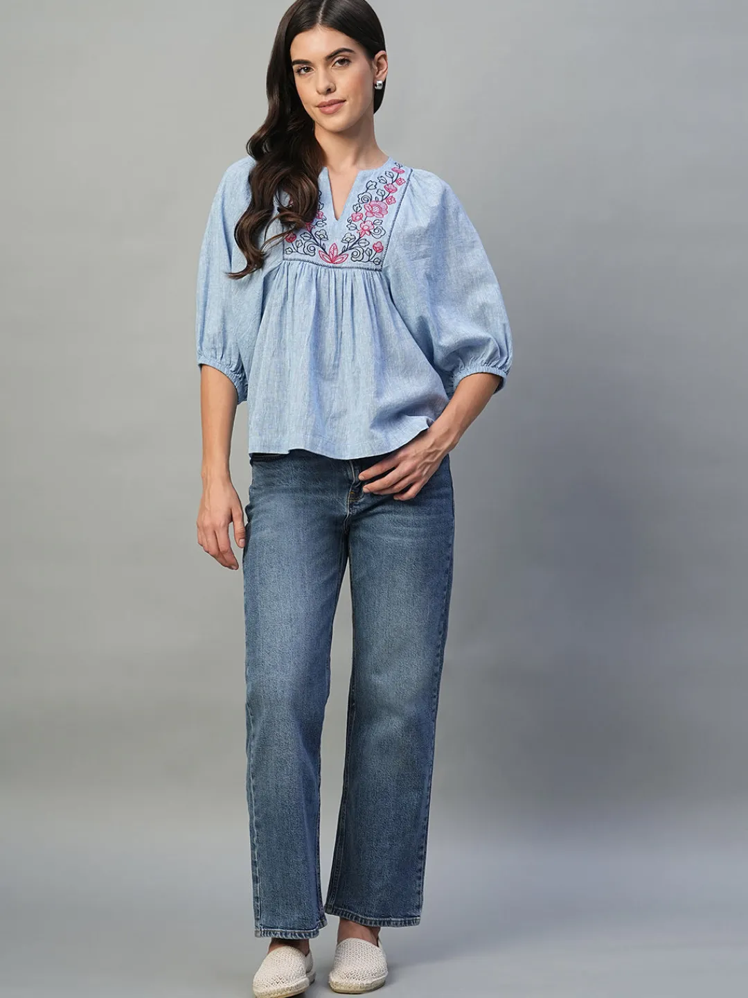 Women Cottonworld Tops & Shirts | Tops & Shirts^Women's Cotton Linen Regular Fit Blouse