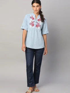 Women Cottonworld Tops & Shirts | Tops & Shirts^Women's Cotton Linen Regular Fit Blouse