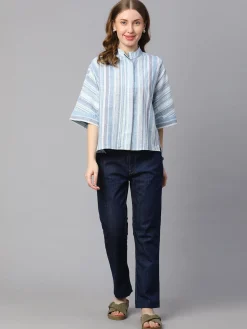 Women Cottonworld Tops & Shirts | Tops & Shirts^Women's Cotton Linen Boxy Fit Blouse