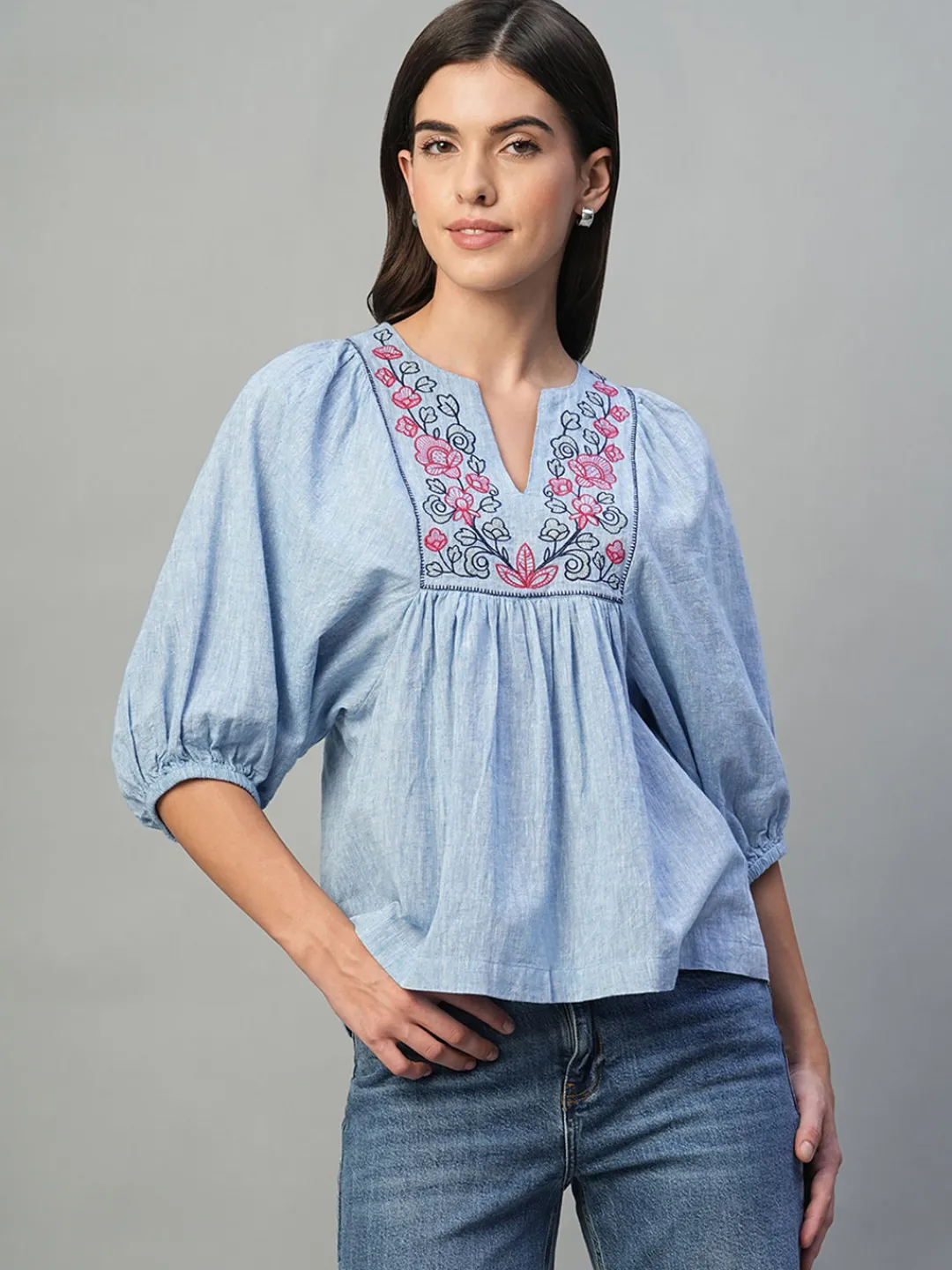 Women Cottonworld Tops & Shirts | Tops & Shirts^Women's Cotton Linen Regular Fit Blouse