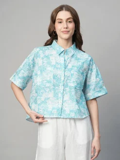 Women Cottonworld Tops & Shirts | Tops & Shirts^Women's Cotton Linen Boxy Fit Blouse