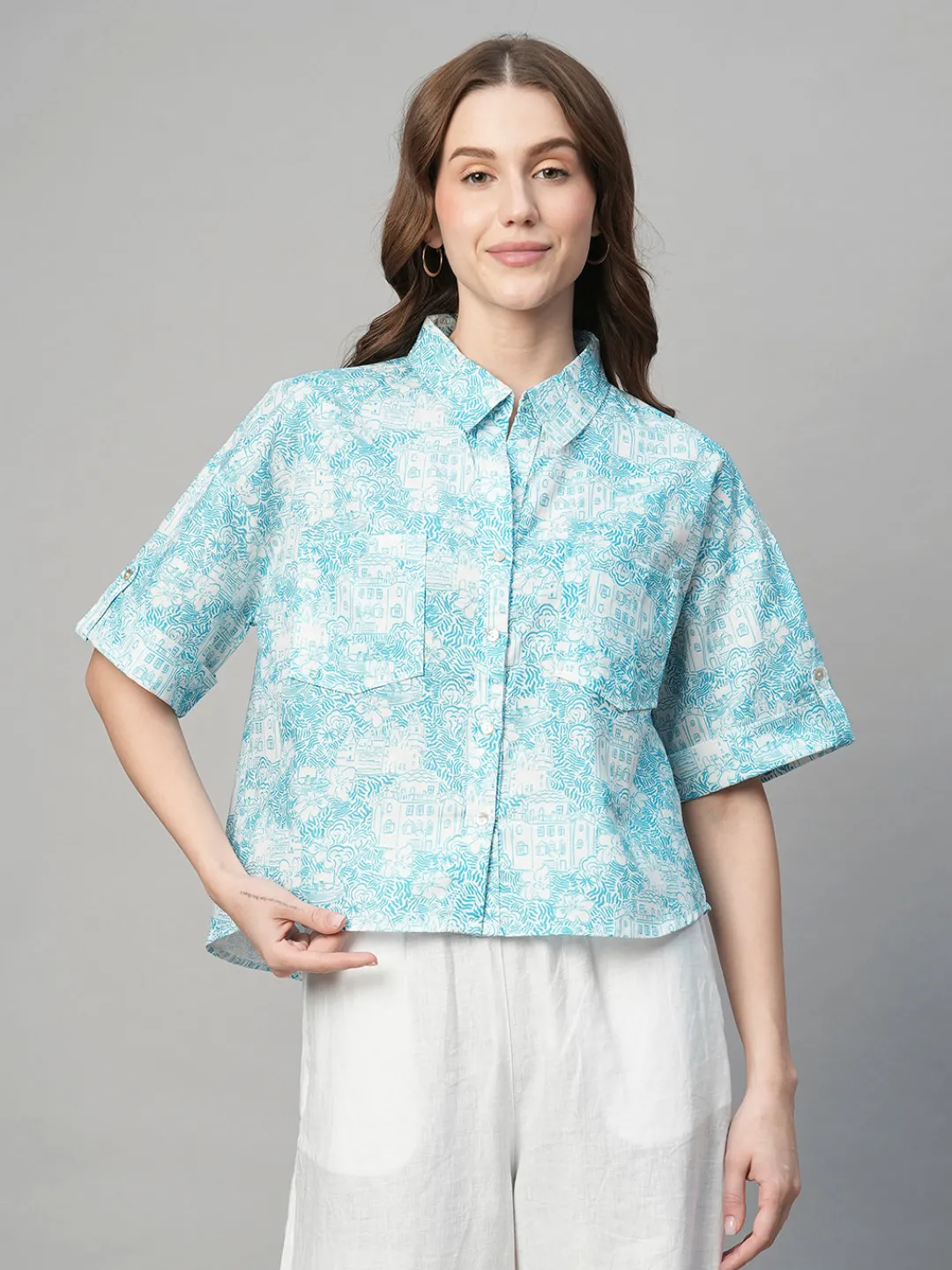 Women Cottonworld Tops & Shirts | Tops & Shirts^Women's Cotton Linen Boxy Fit Blouse