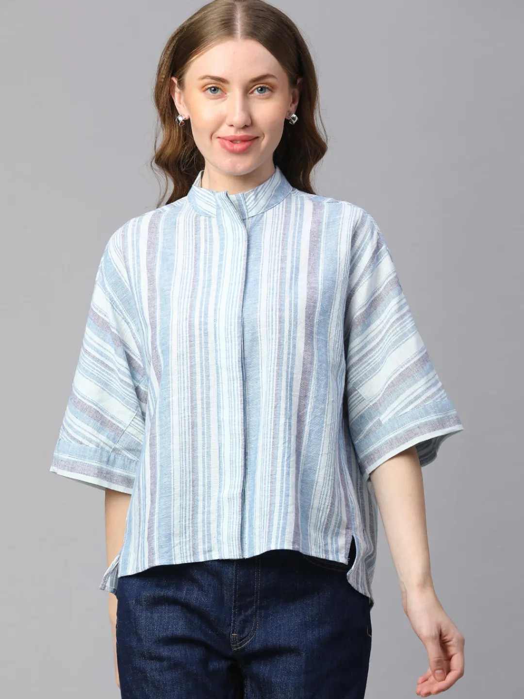 Women Cottonworld Tops & Shirts | Tops & Shirts^Women's Cotton Linen Boxy Fit Blouse