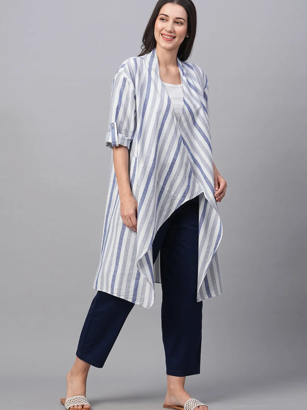 Women Cottonworld Tops & Shirts | Tops & Shirts^Women's Cotton Linen Regular Fit Shrug