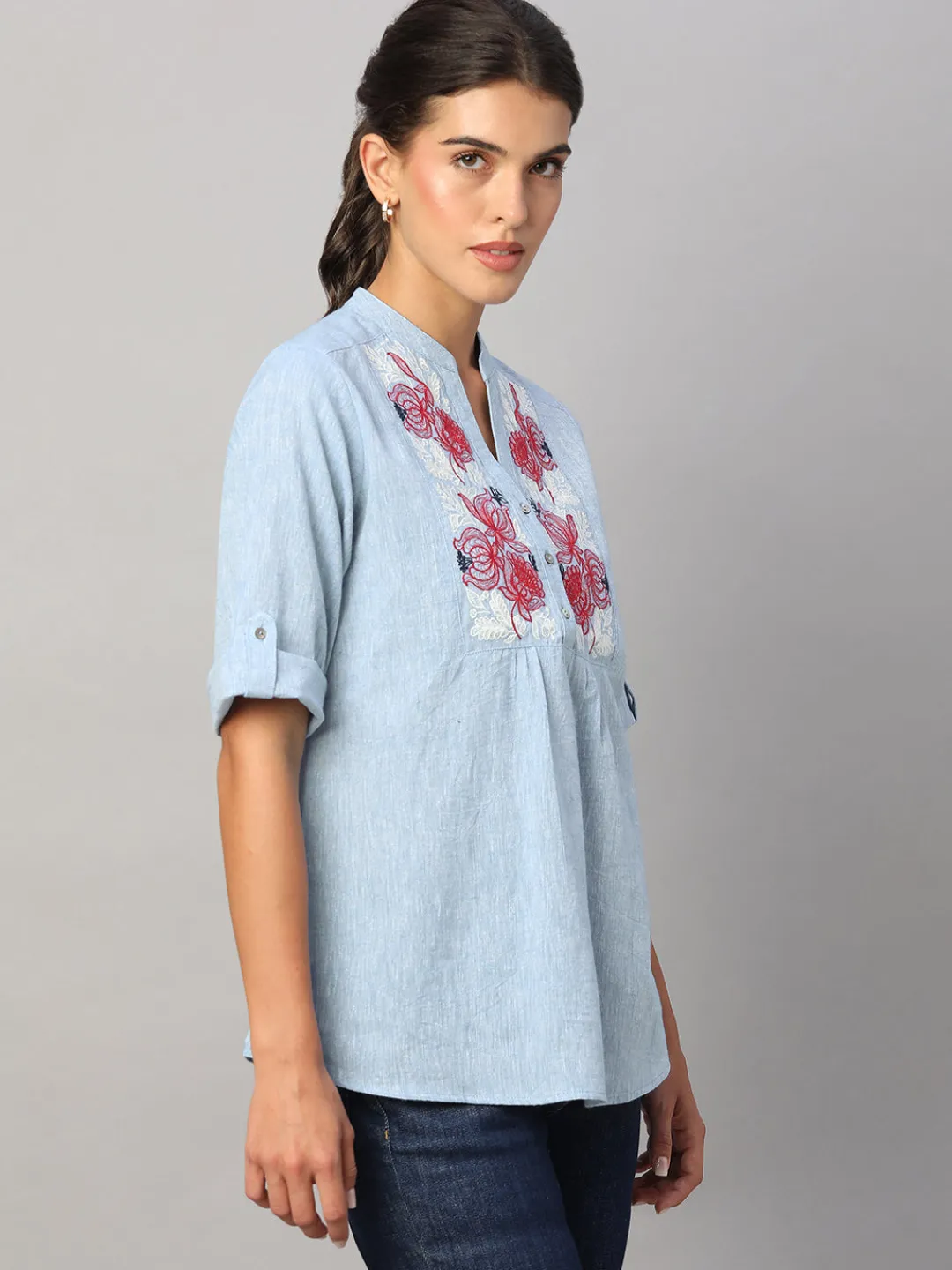 Women Cottonworld Tops & Shirts | Tops & Shirts^Women's Cotton Linen Regular Fit Blouse