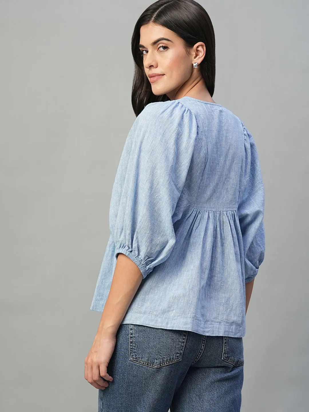 Women Cottonworld Tops & Shirts | Tops & Shirts^Women's Cotton Linen Regular Fit Blouse