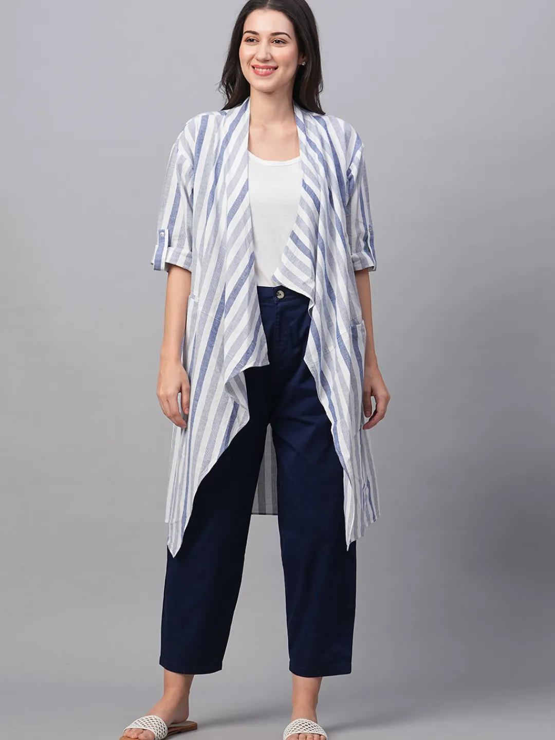 Women Cottonworld Tops & Shirts | Tops & Shirts^Women's Cotton Linen Regular Fit Shrug