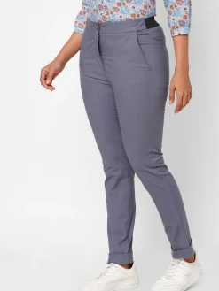 Women Cottonworld Trousers^Women's Cotton Lurex Slim Fit Pant