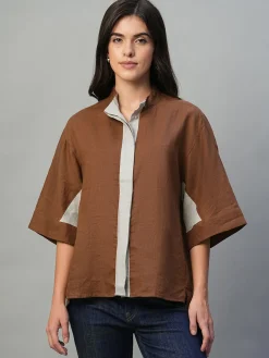 Women Cottonworld Tops & Shirts | Tops & Shirts^Women's 100% Linen Boxy Fit Blouse