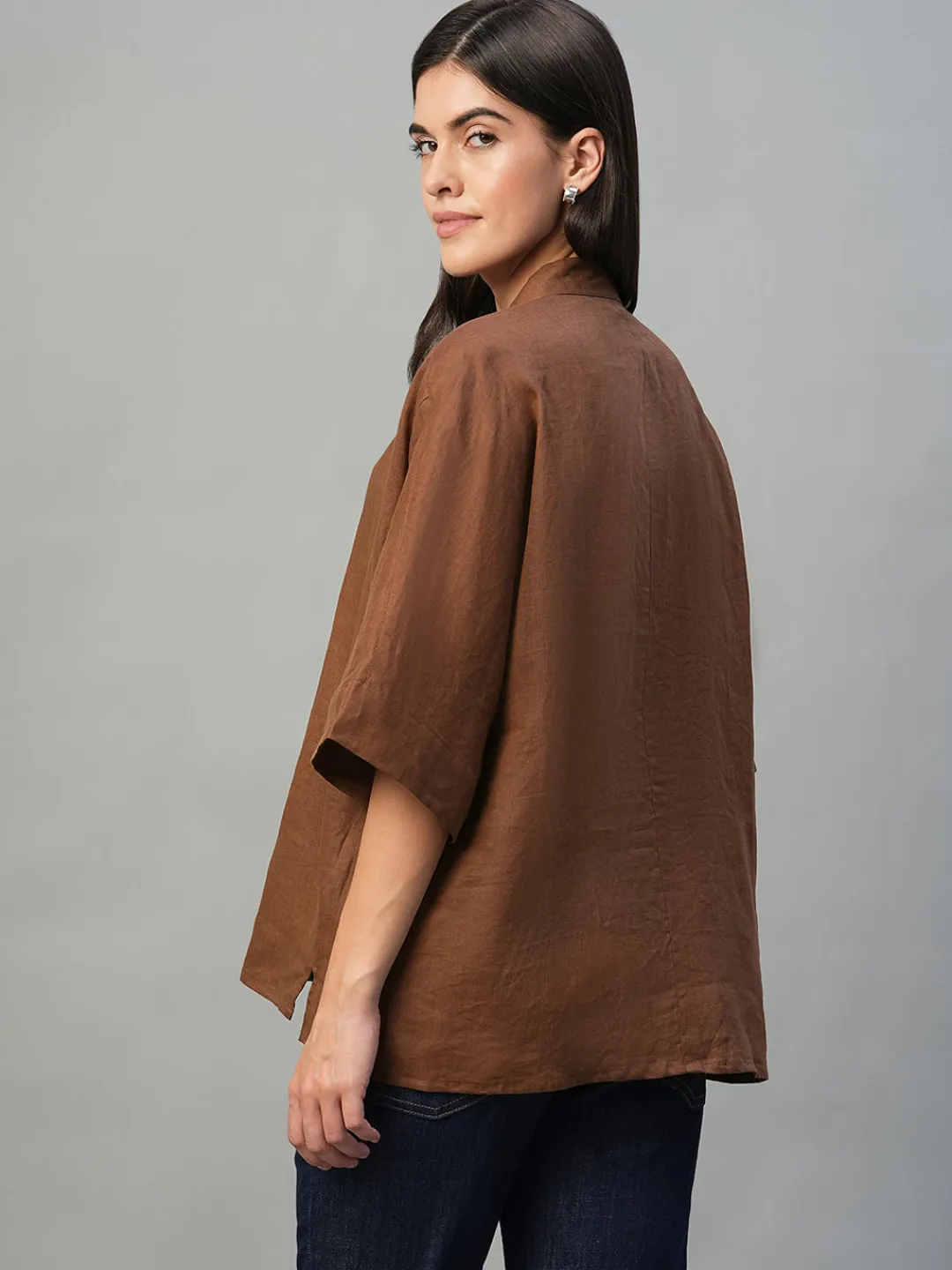 Women Cottonworld Tops & Shirts | Tops & Shirts^Women's 100% Linen Boxy Fit Blouse