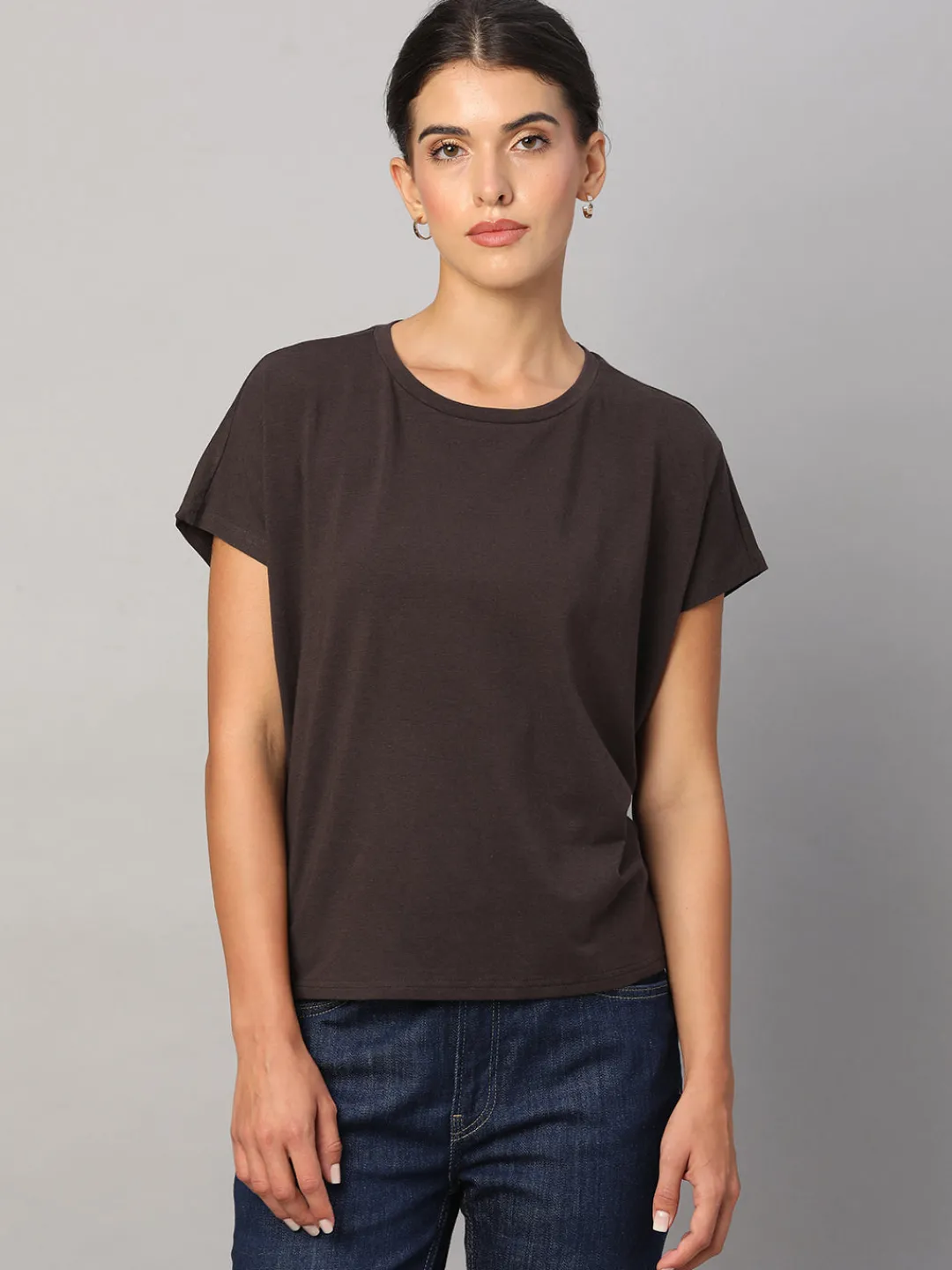 Women Cottonworld Women | Round Neck^Women's Cotton Bamboo Elastane Regular Fit Tshirt