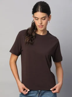 Women Cottonworld Women | Round Neck^Women's Cotton Bamboo Elastane Regular Fit Tshirt