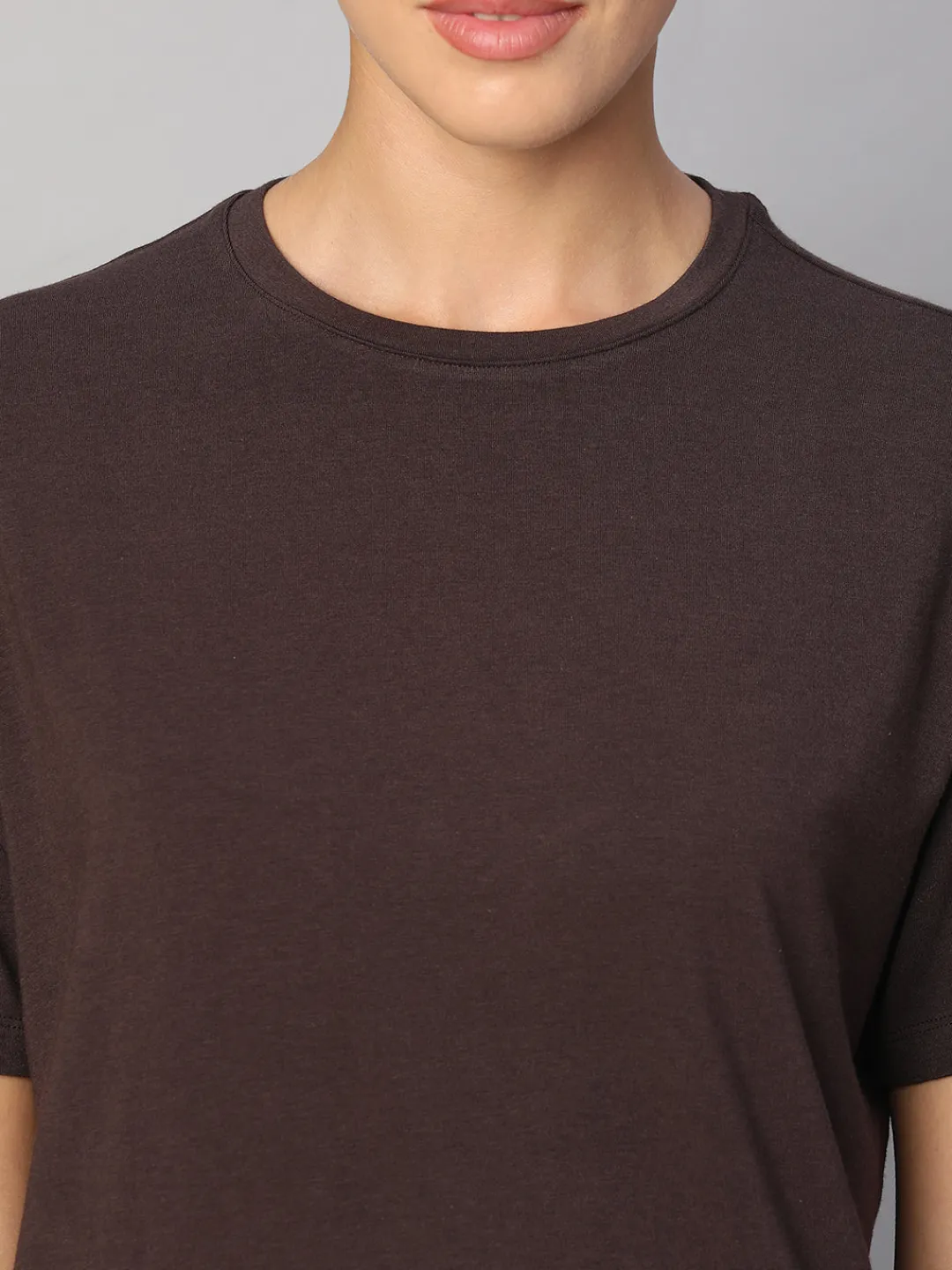 Women Cottonworld Women | Round Neck^Women's Cotton Bamboo Elastane Regular Fit Tshirt