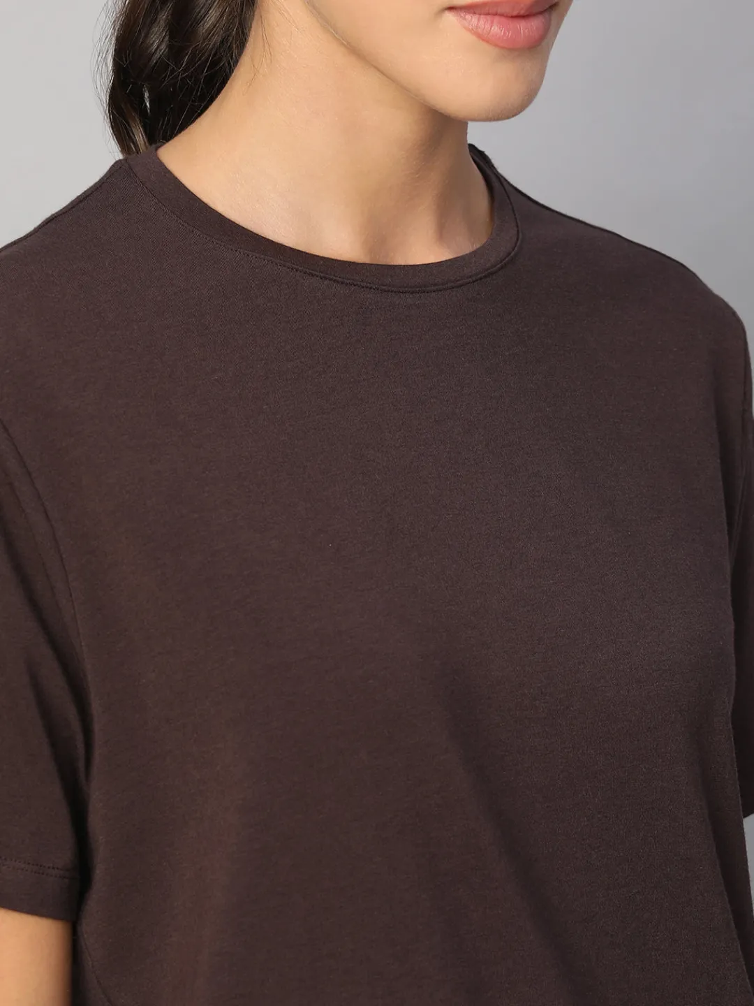 Women Cottonworld Women | Round Neck^Women's Cotton Bamboo Elastane Regular Fit Tshirt