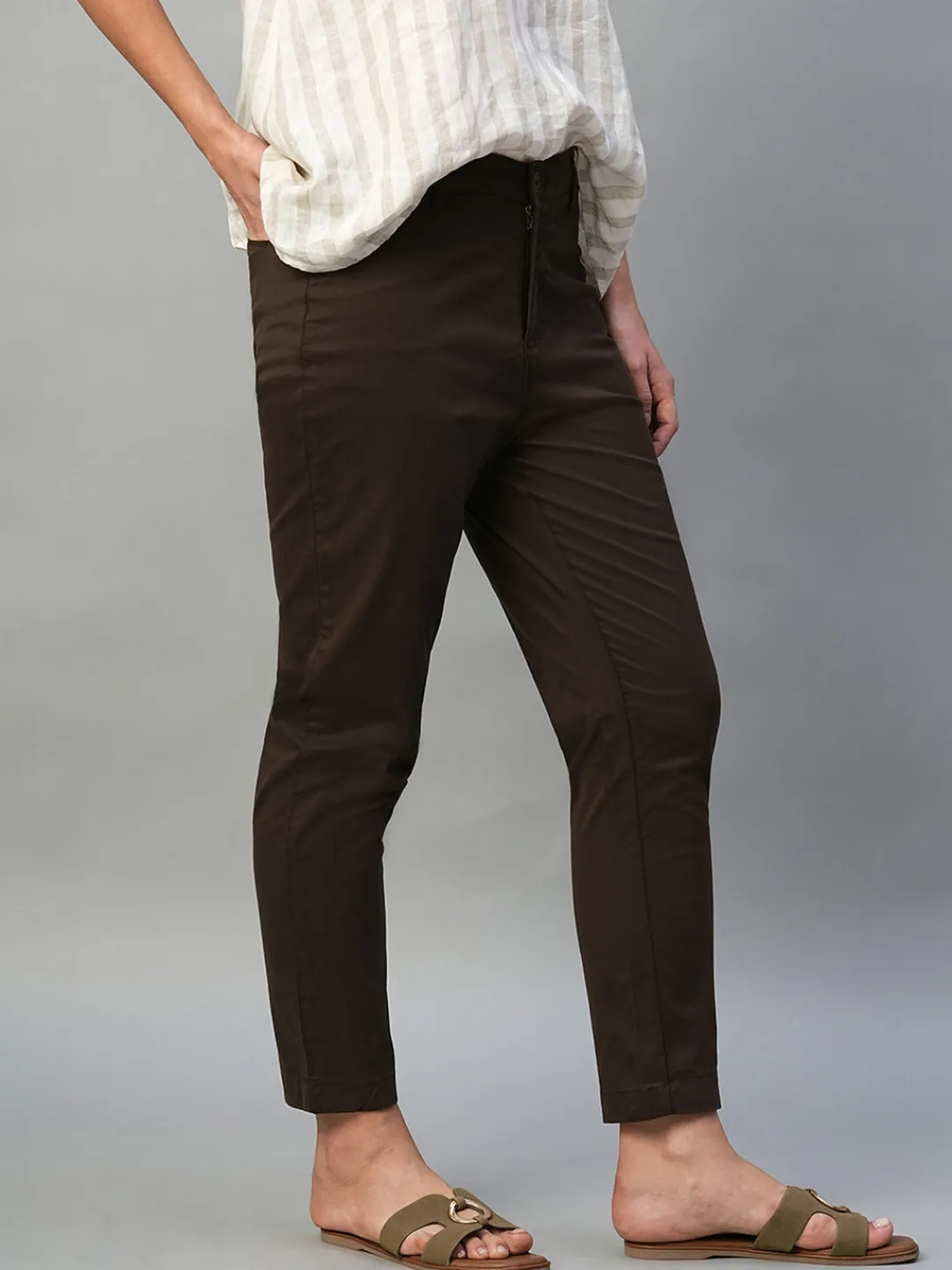 Women Cottonworld Trousers^Women's Cotton Lycra Regular Fit Pant