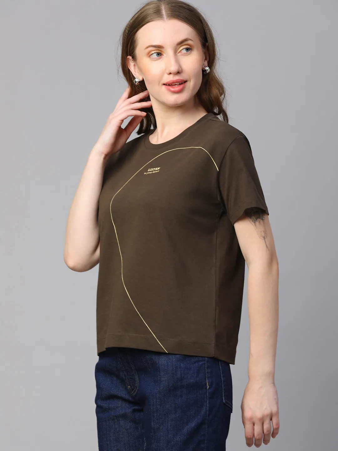 Women Cottonworld Round Neck | Regular Fit^Women's Cotton Regular Fit Tshirt