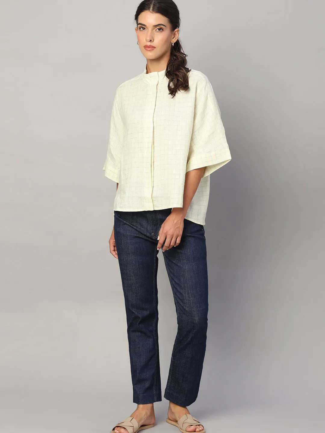 Women Cottonworld Tops & Shirts | Tops & Shirts^Women's 100% Linen Boxy Fit Blouse