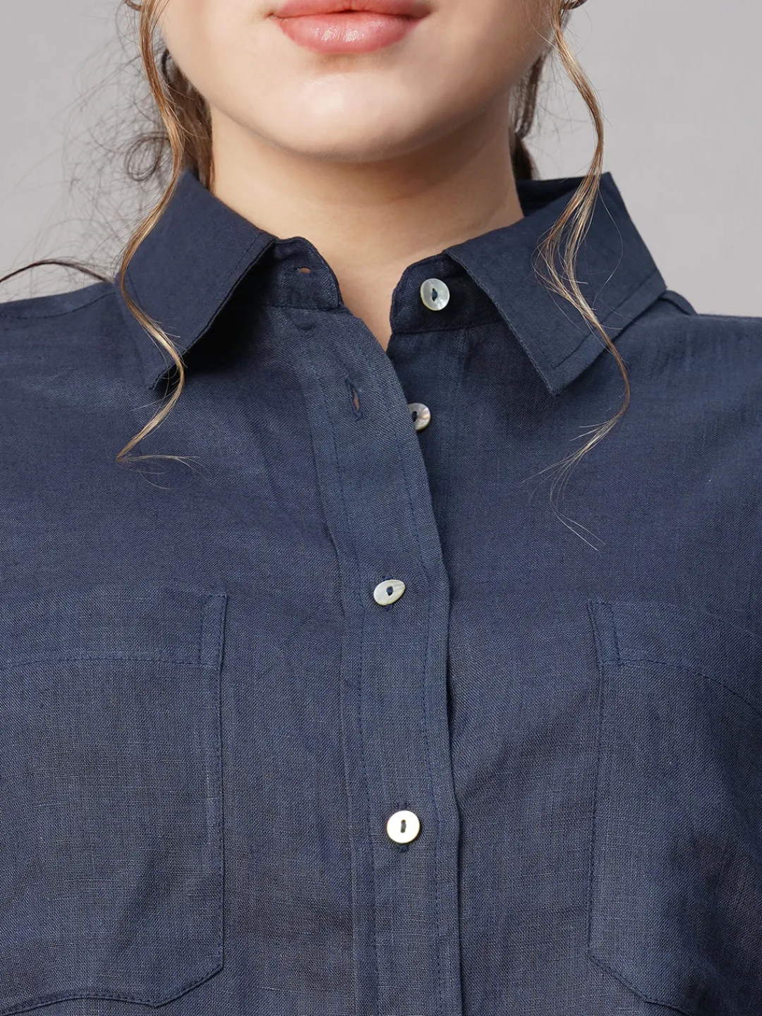 Women Cottonworld Tops & Shirts | Tops & Shirts^Women's 100% Linen Boxy Fit Blouse